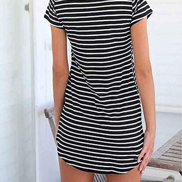 NWT Small Crew Neck Mini T-Shirt Dress - Picture 2 of 6